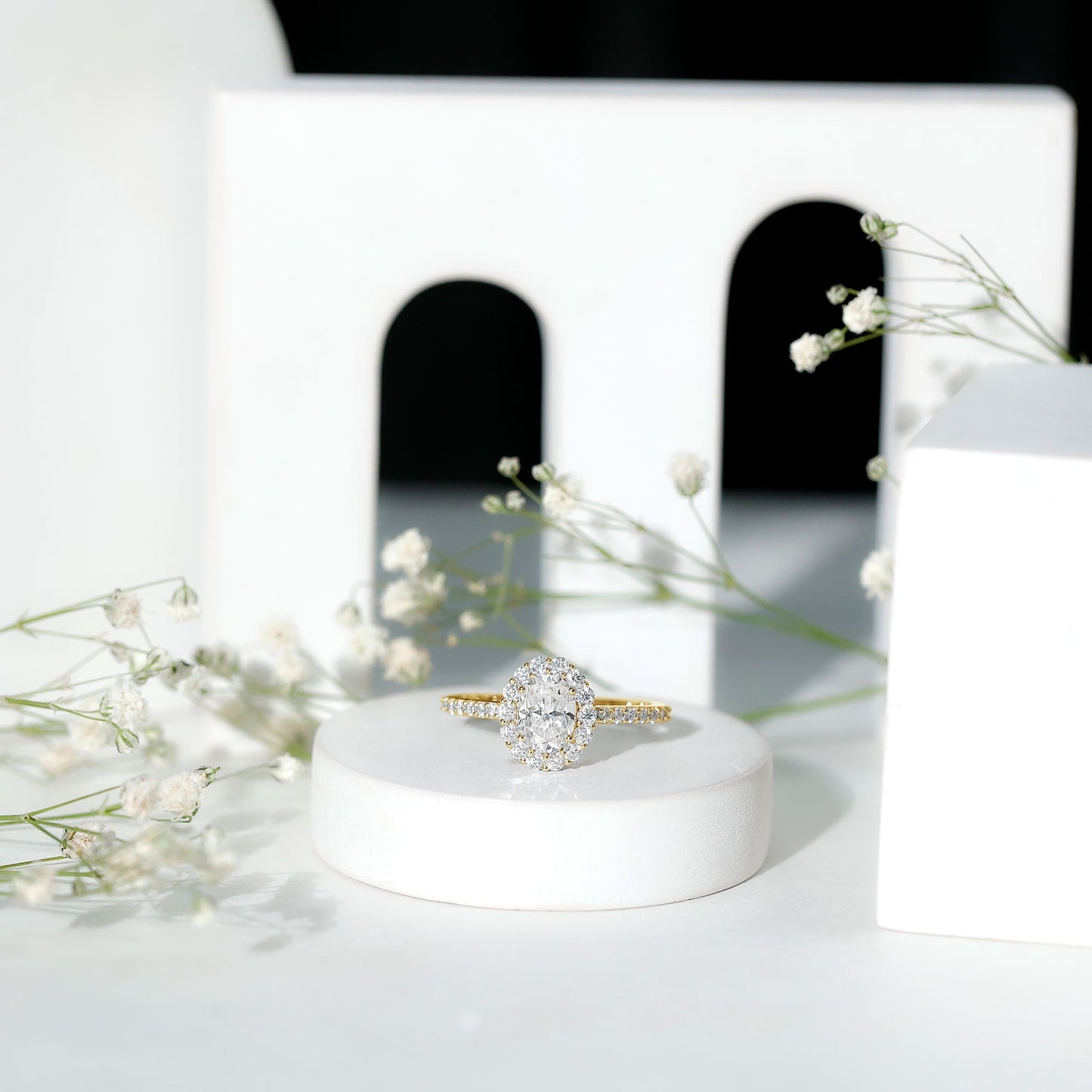 1.2 Carat Oval Cut Simulated Diamond Halo Engagement Ring
