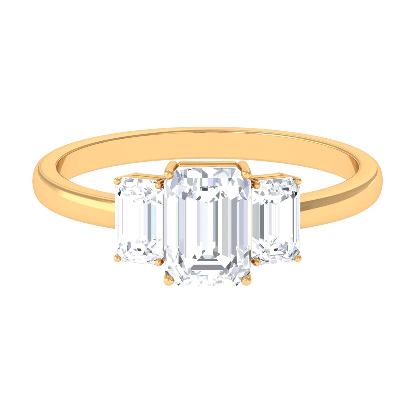 Octagon Shape Cubic Zirconia Three Stone Ring