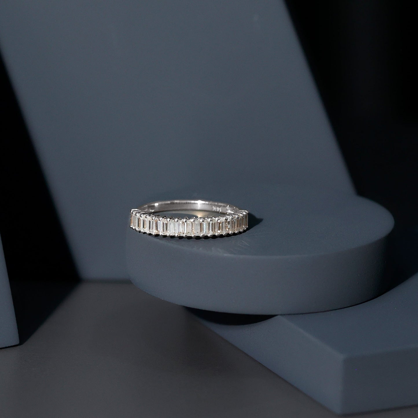 Minimal Baguette Cut Cubic Zirconia Half Eternity Ring
