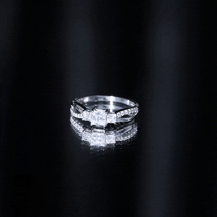 3/4 CT Princess Cut Three Stone Zircon Infinity Promise Ring