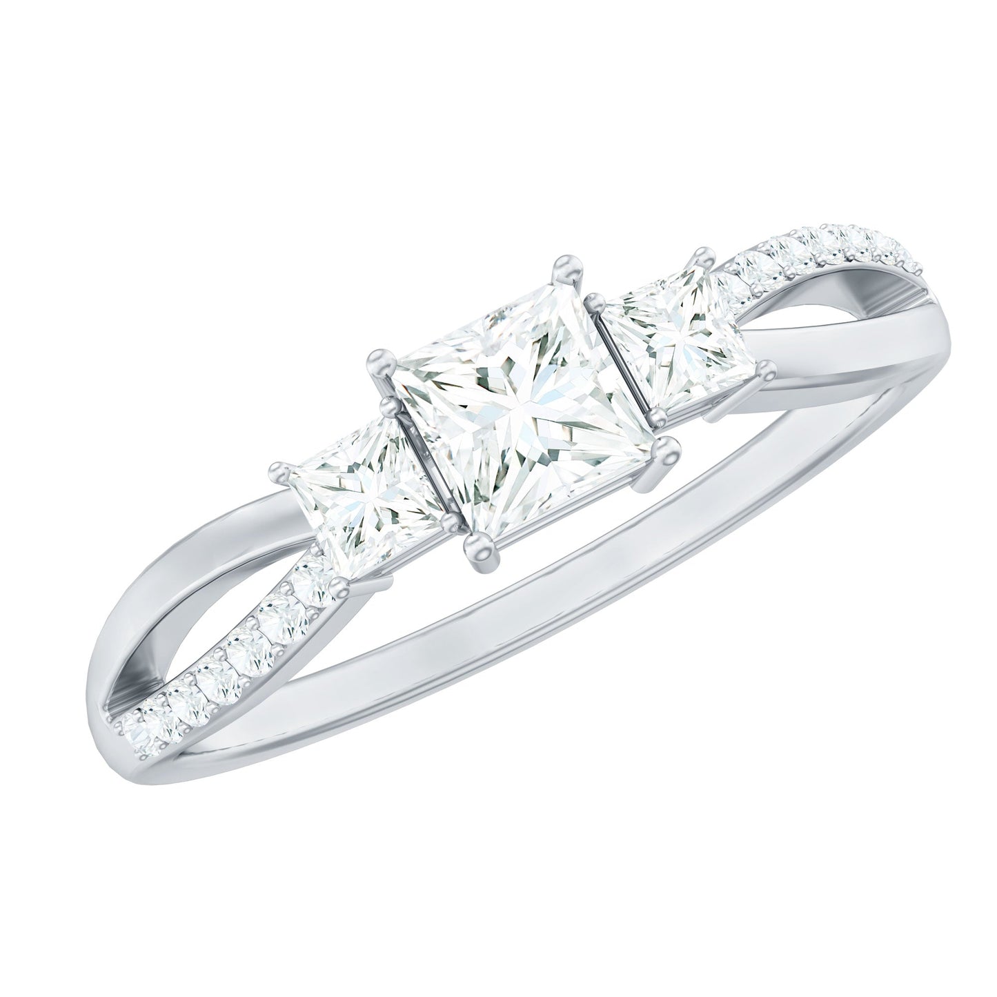 3/4 CT Princess Cut Three Stone Zircon Infinity Promise Ring