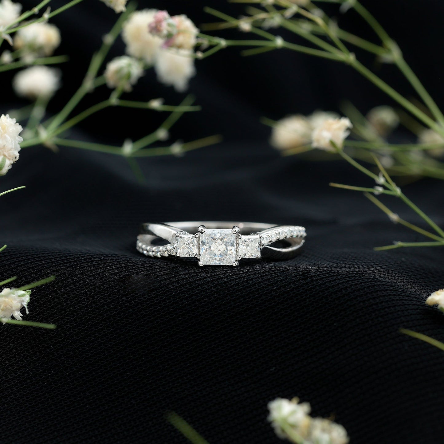 3/4 CT Princess Cut Three Stone Zircon Infinity Promise Ring