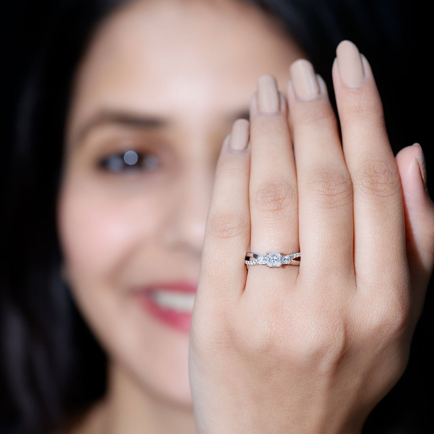 3/4 CT Princess Cut Three Stone Zircon Infinity Promise Ring