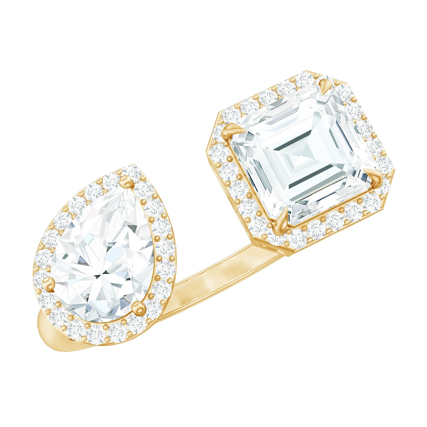 Certified Simulated Diamond Two Stone Cuff Engagement Ring