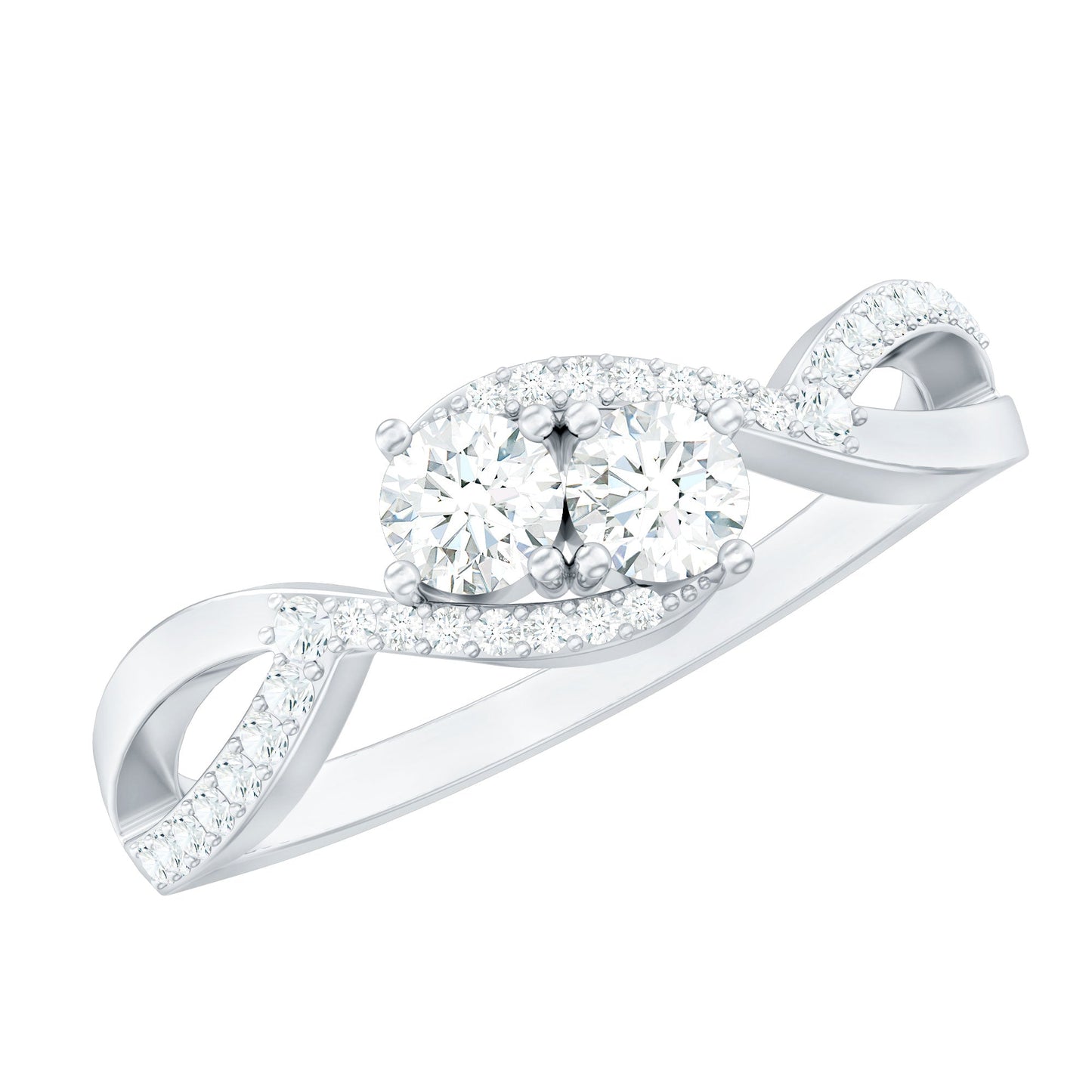 Two Stone Cubic Zirconia Infinity Engagement Ring