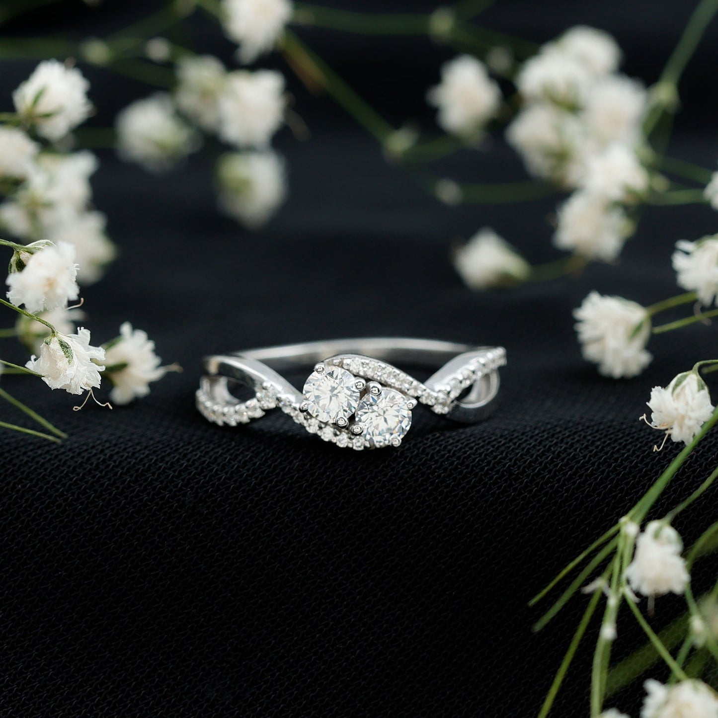 Two Stone Cubic Zirconia Infinity Engagement Ring