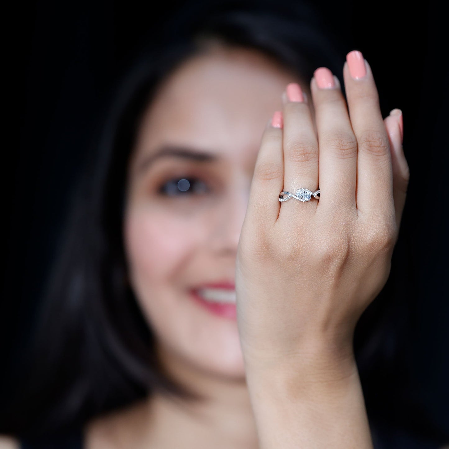 Two Stone Cubic Zirconia Infinity Engagement Ring