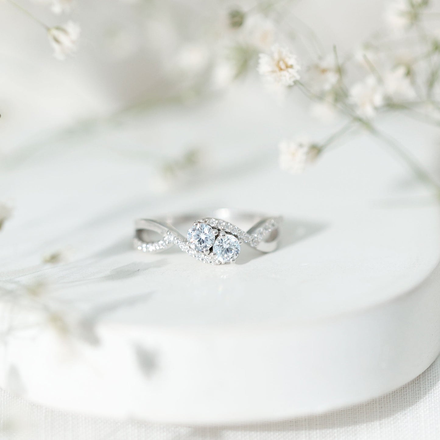Two Stone Cubic Zirconia Infinity Engagement Ring