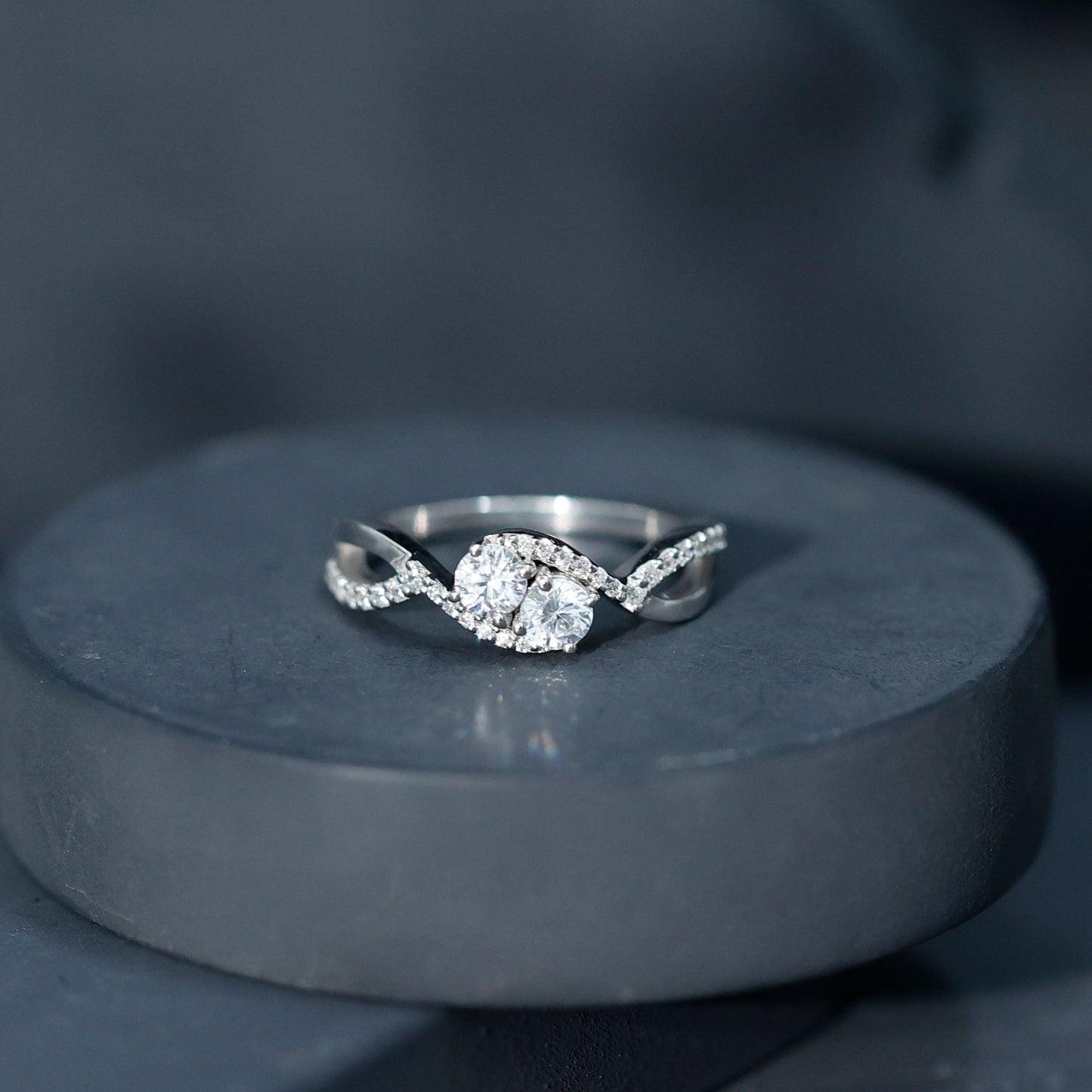 Two Stone Cubic Zirconia Infinity Engagement Ring