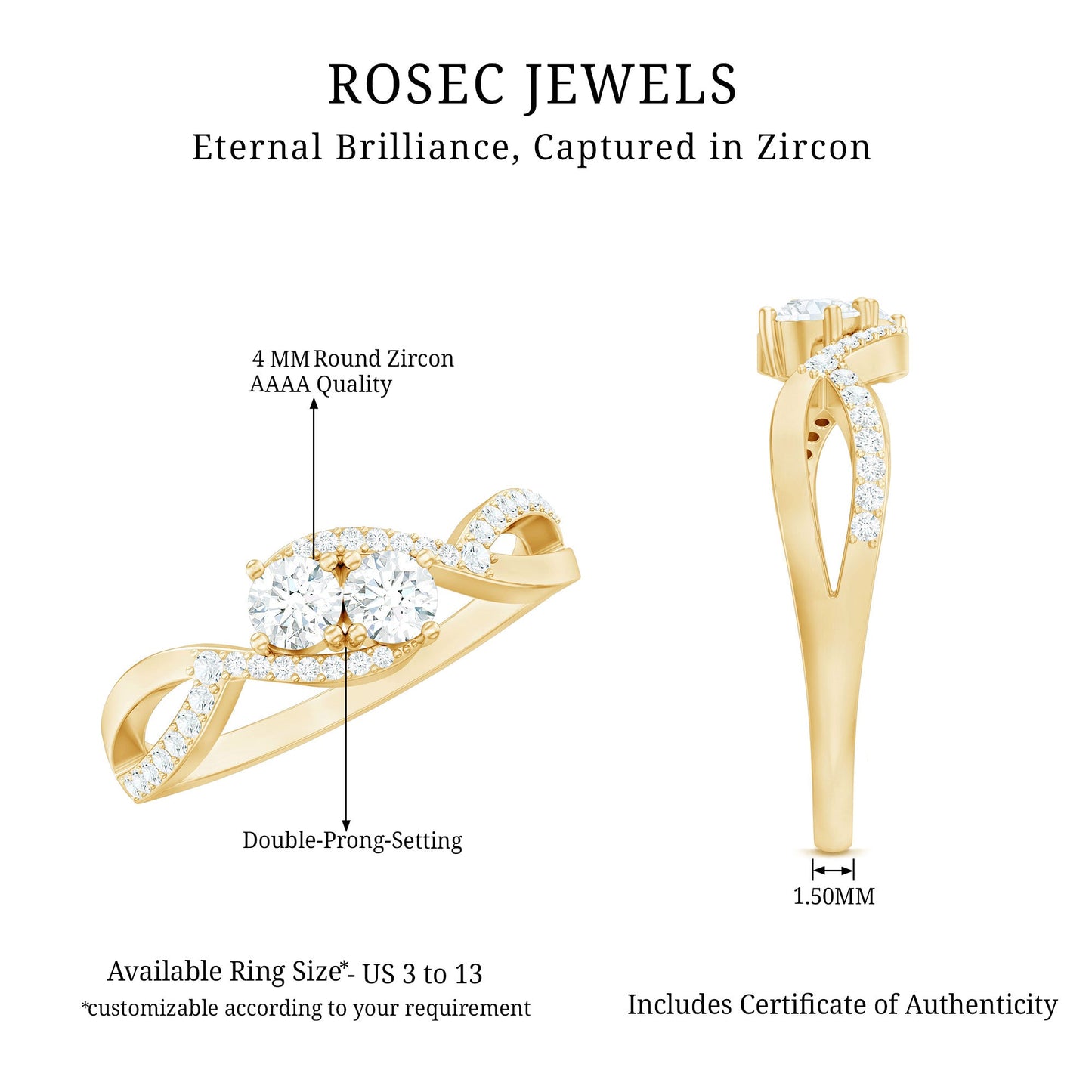 Two Stone Cubic Zirconia Infinity Engagement Ring
