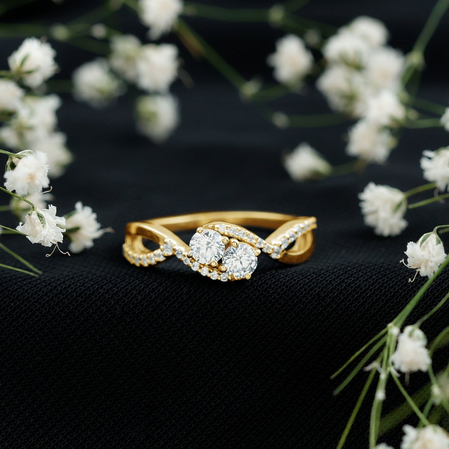 Two Stone Cubic Zirconia Infinity Engagement Ring