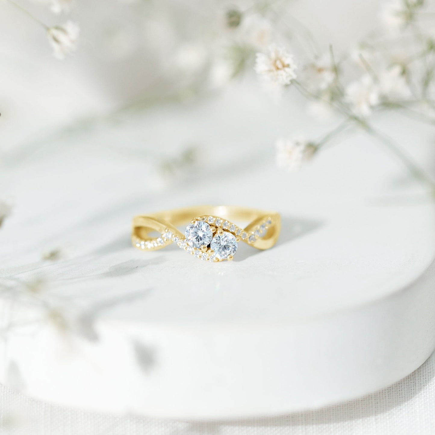 Two Stone Cubic Zirconia Infinity Engagement Ring
