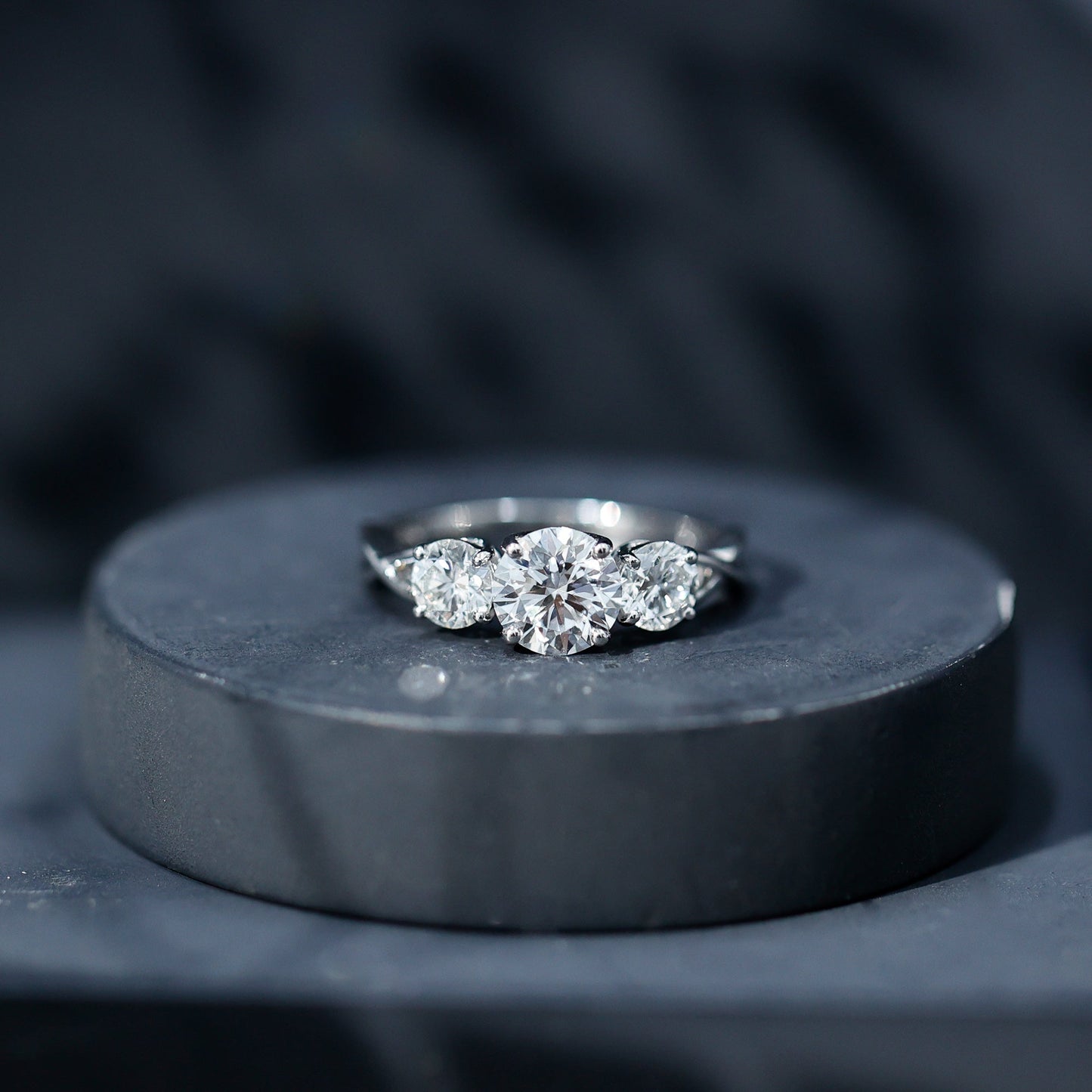 3 Stone Round Cubic Zirconia Crossover Engagement Ring