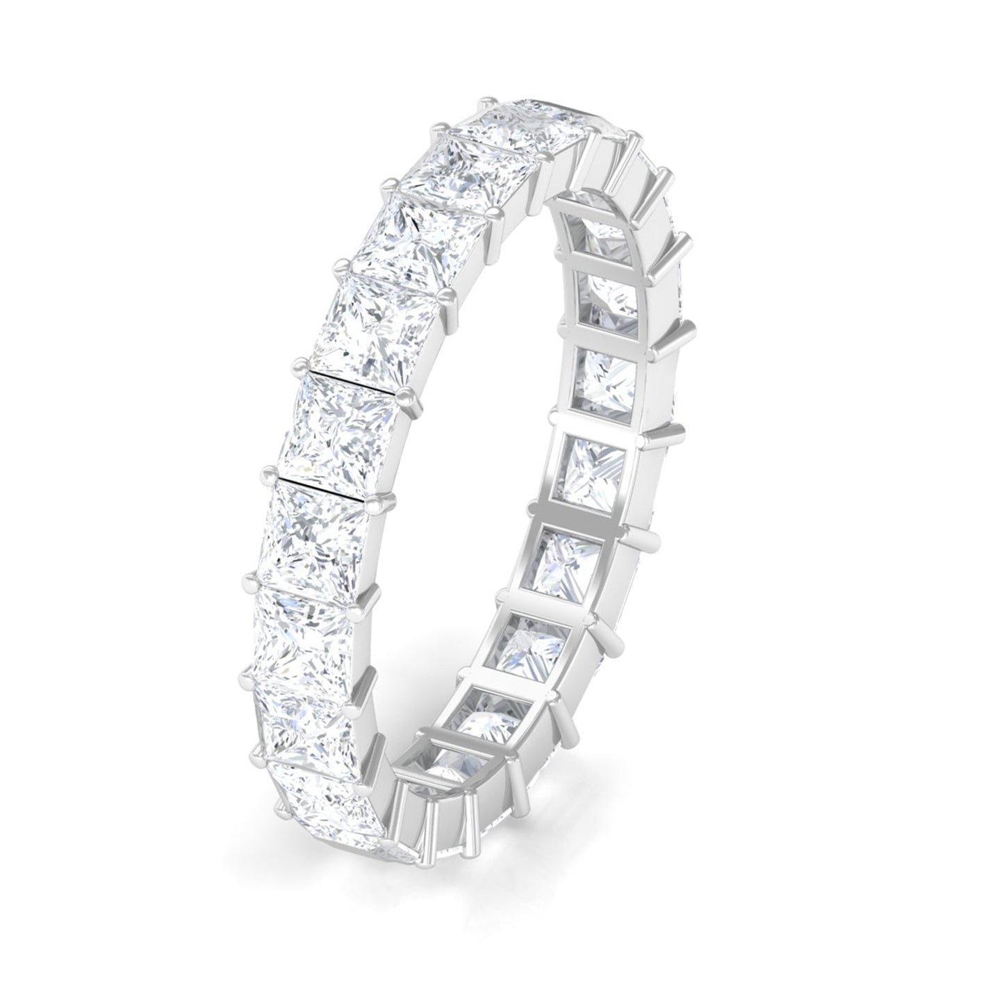 3.5 CT Princess Cut Zircon Eternity Band Ring in Gold