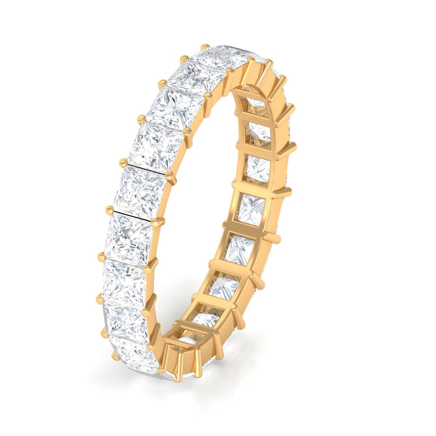 3.5 CT Princess Cut Zircon Eternity Band Ring in Gold
