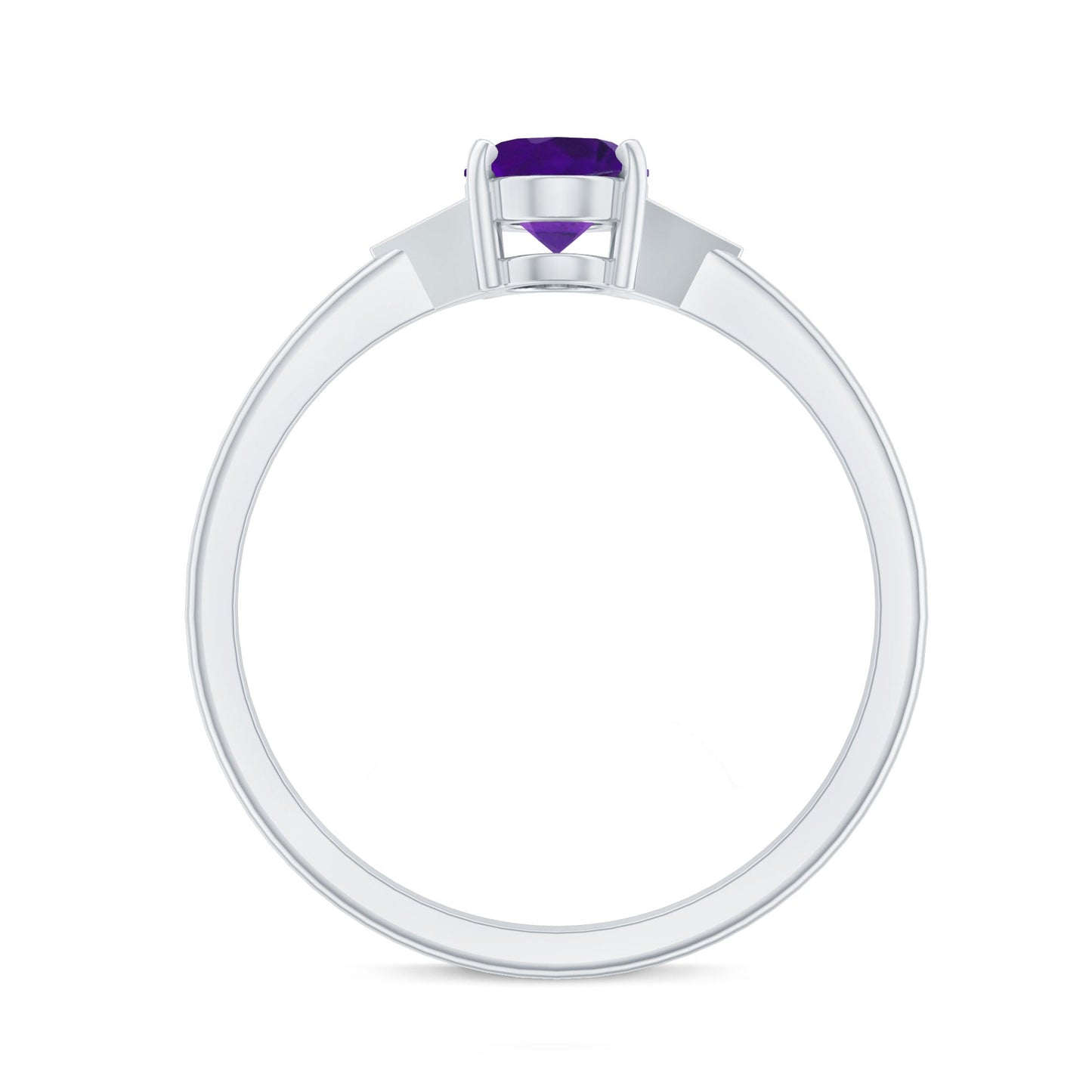 Oval Amethyst Solitaire Engagement Ring with Diamond Accent
