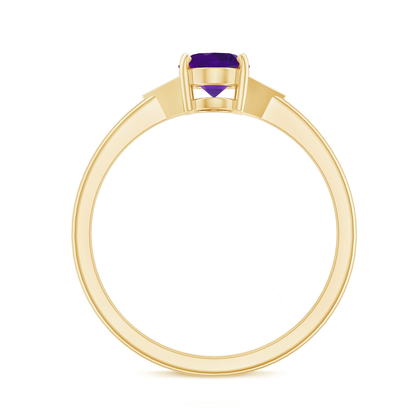 Oval Amethyst Solitaire Engagement Ring with Diamond Accent