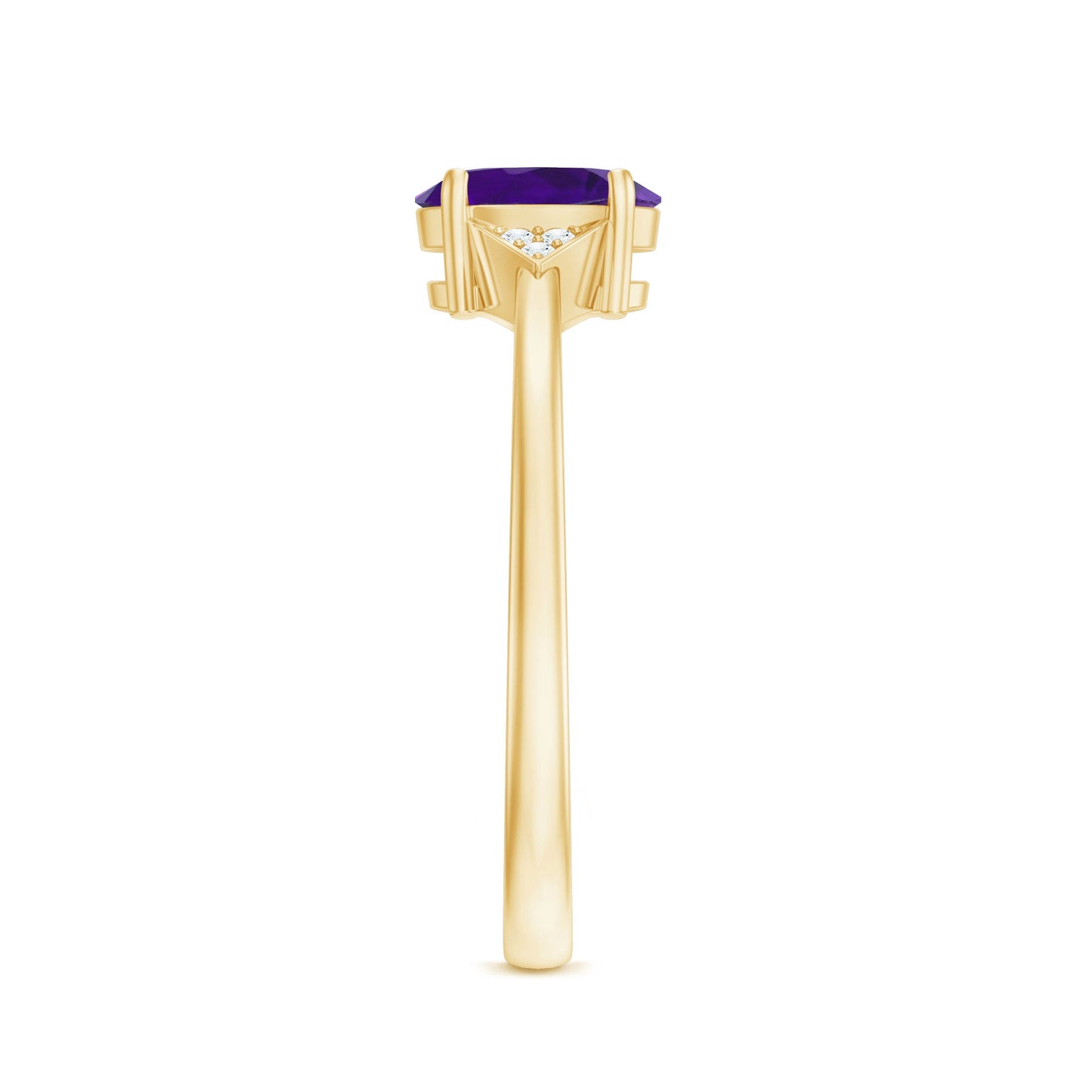 Oval Amethyst Solitaire Engagement Ring with Diamond Accent