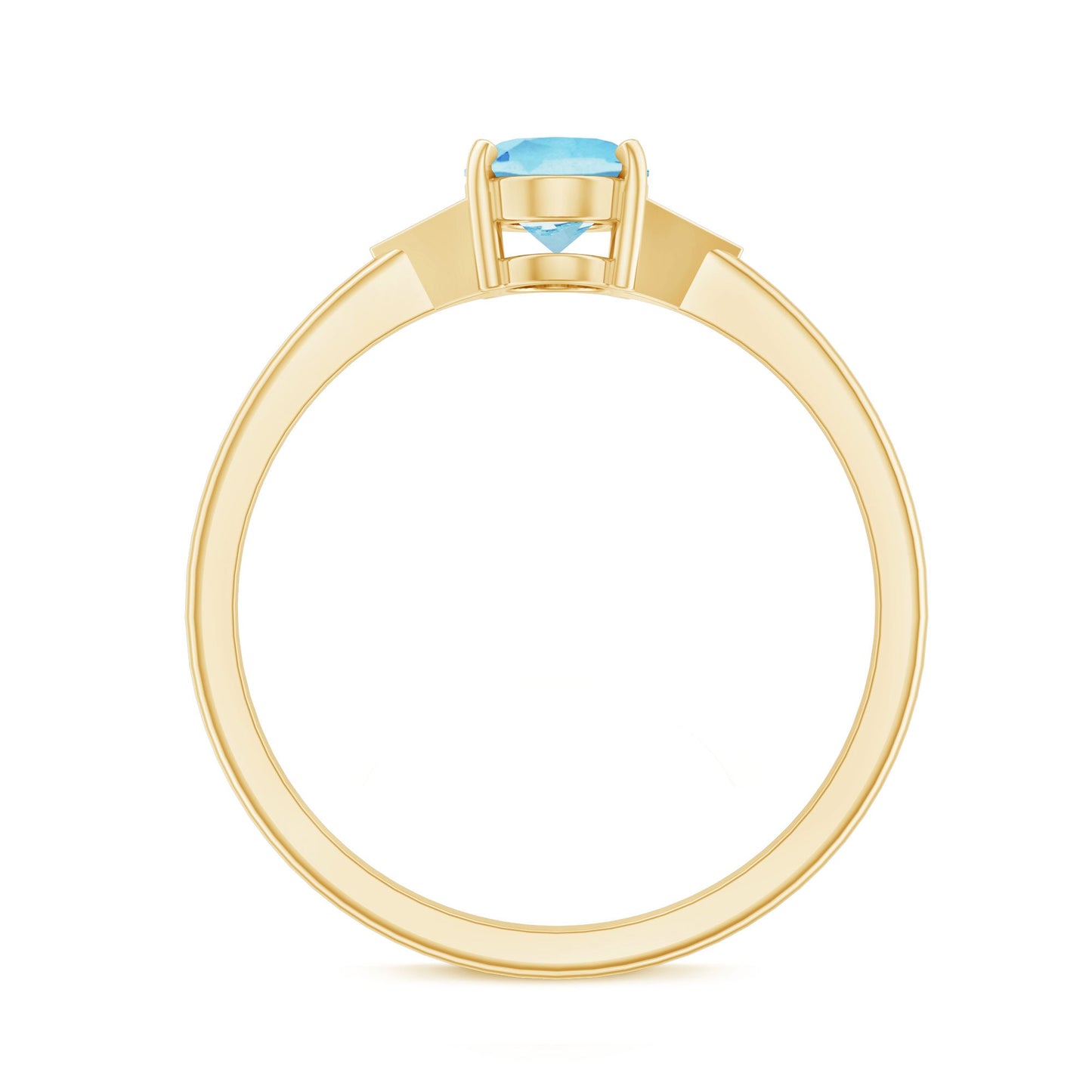 Genuine 6X8mm Aquamarine Oval Engagement Ring with Diamond