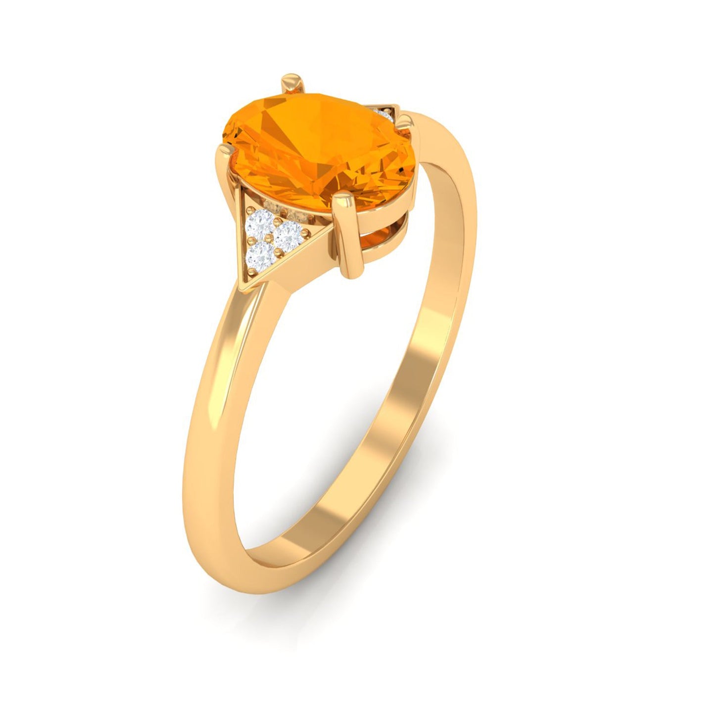 3/4 CT Oval Fire Opal Solitaire Ring with Diamond Accent