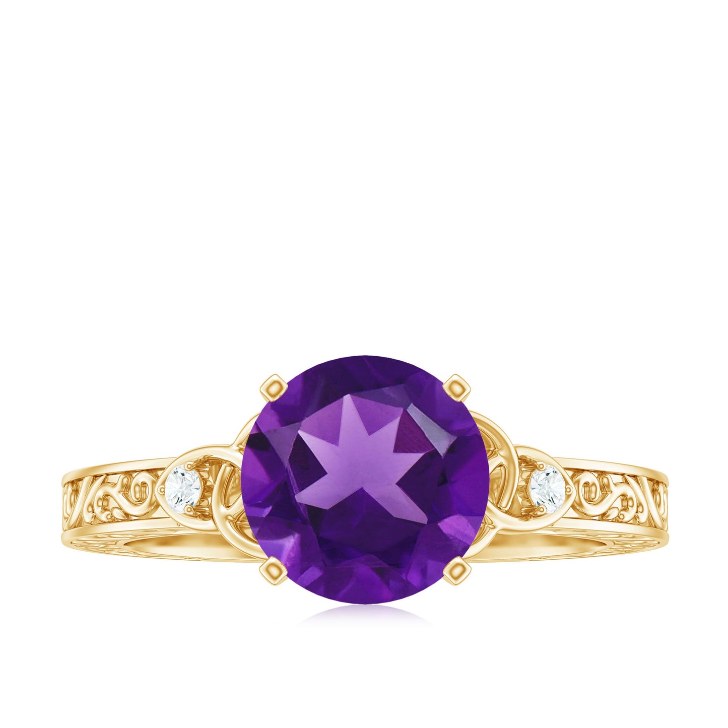 Solitaire Amethyst Celtic Knot Ring with Diamond