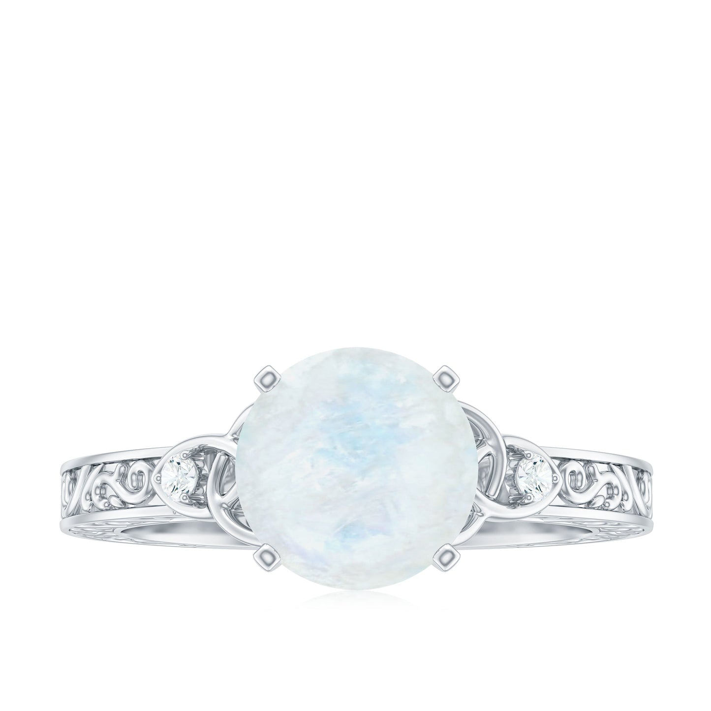 1 CT Solitaire Moonstone Celtic Knot Ring with Diamond