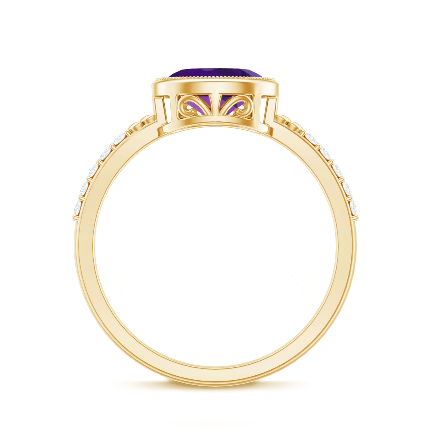 Oval Amethyst Solitaire Engagement Ring with Diamond