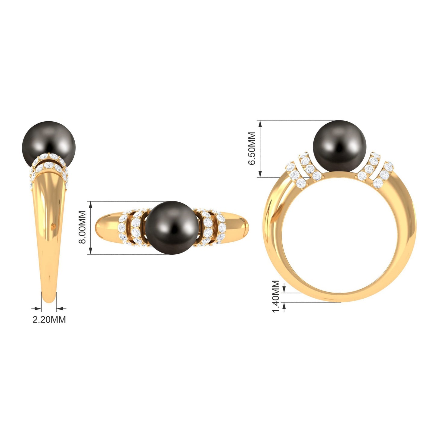 8.75 CT Tahitian Pearl and Diamond Engagement Ring