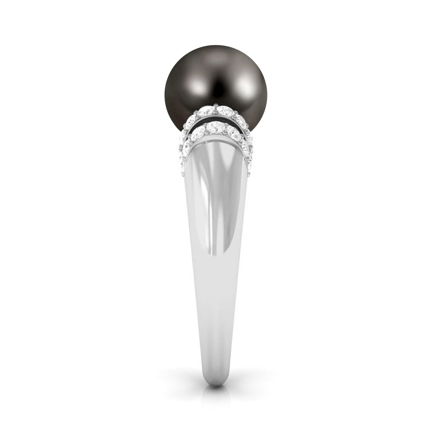 8.75 CT Tahitian Pearl and Diamond Engagement Ring