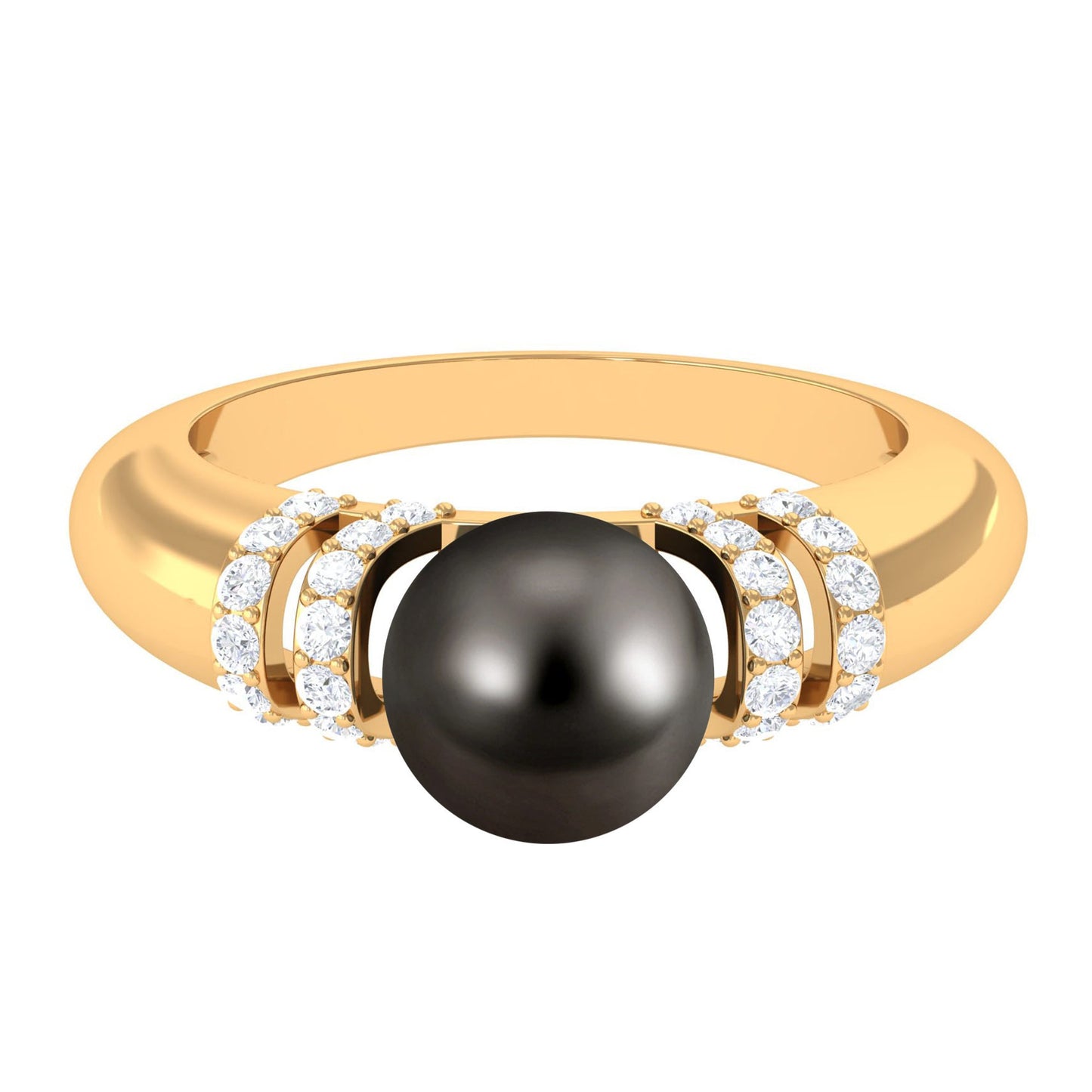 8.75 CT Tahitian Pearl and Diamond Engagement Ring