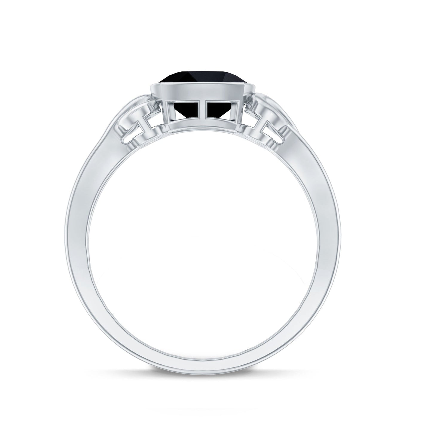 8mm Cushion Cut Black Onyx Vintage Engagement Ring For Women