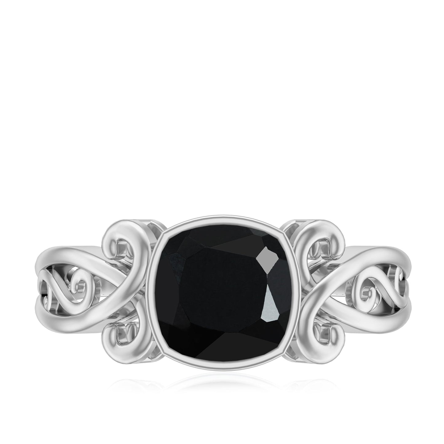 8mm Cushion Cut Black Onyx Vintage Engagement Ring For Women