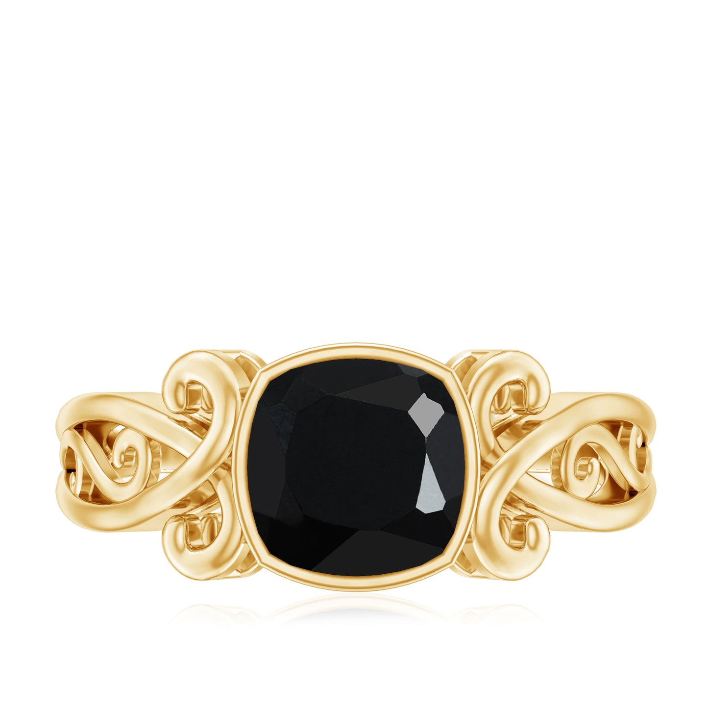 8mm Cushion Cut Black Onyx Vintage Engagement Ring For Women