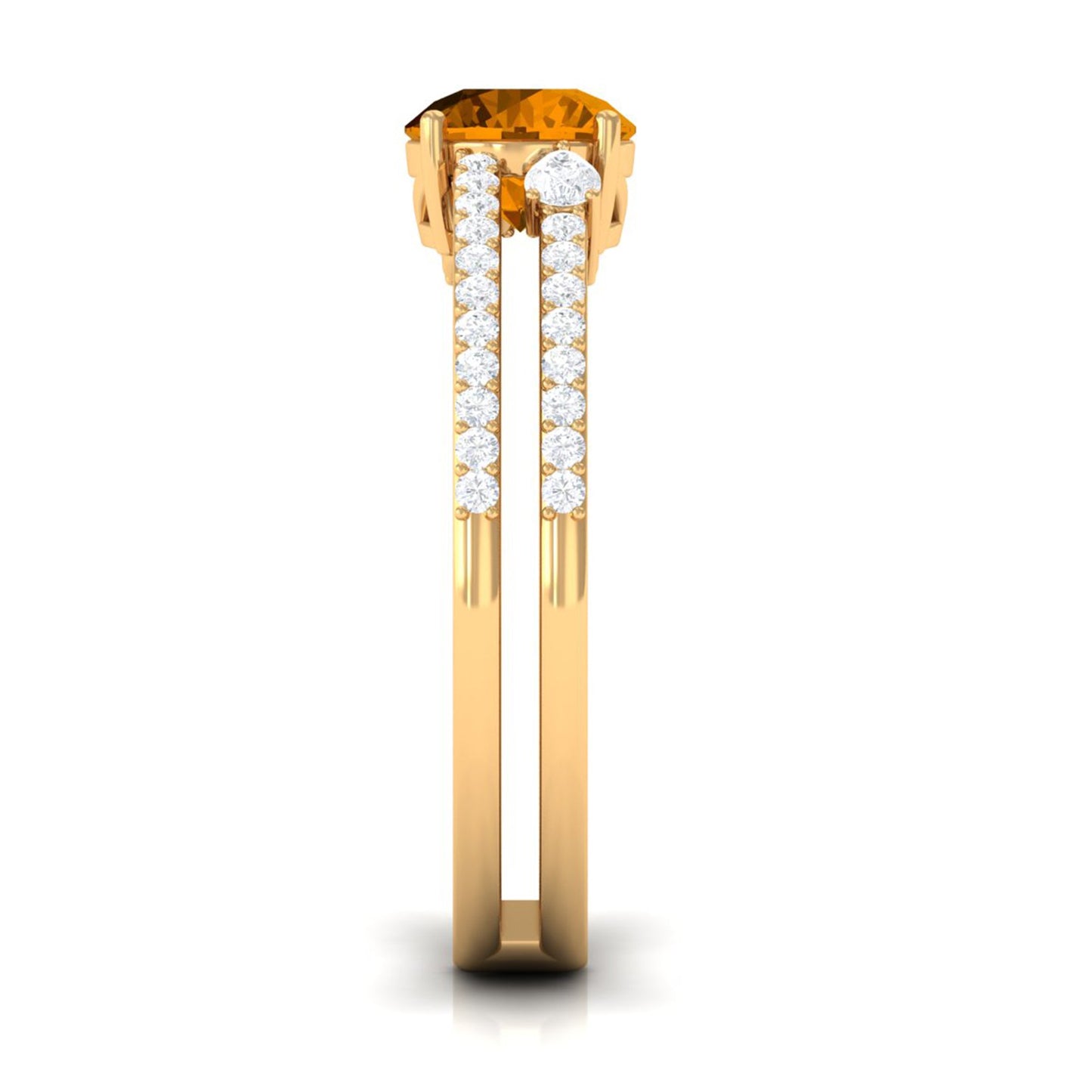 Natural Citrine Diamond Double Band Engagement Ring