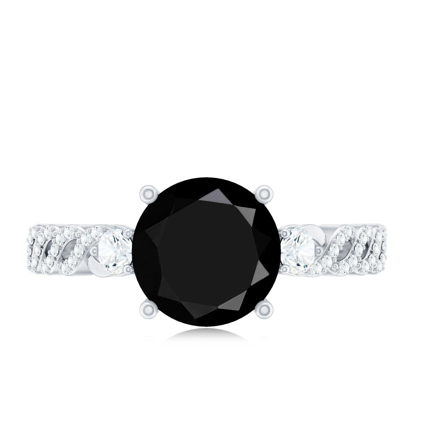 Designer 8mm Black Spinel Engagement Ring with Diamond