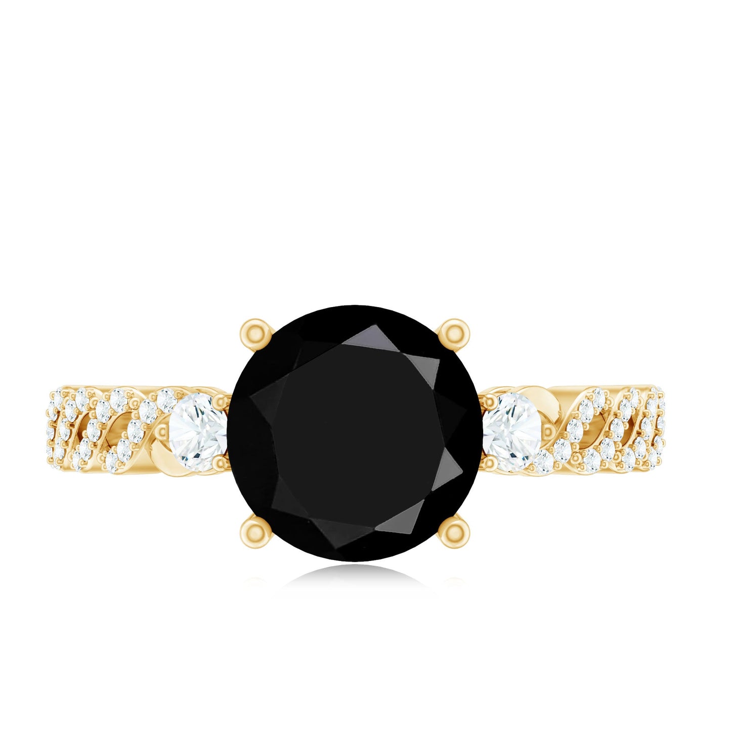 Designer 8mm Black Spinel Engagement Ring with Diamond