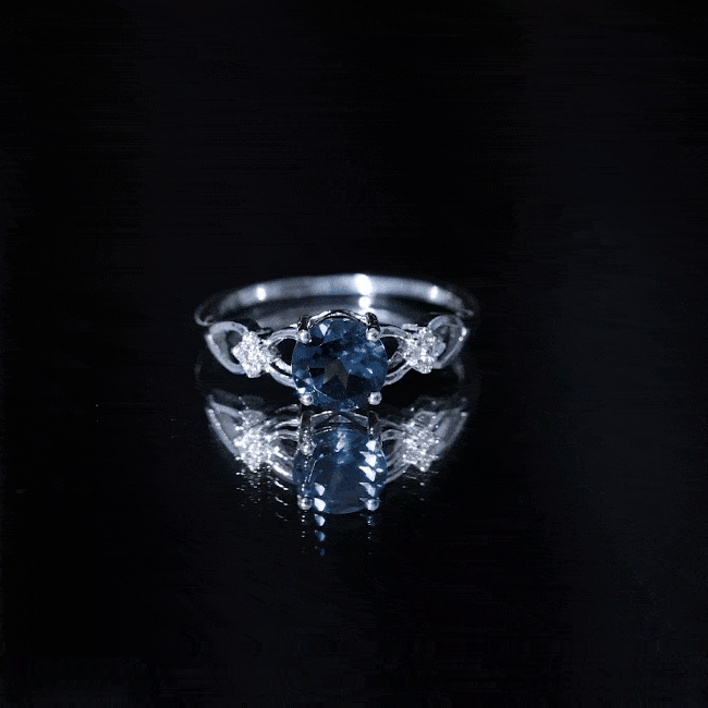 7mm London Blue Topaz Solitaire Engagement Ring with Diamond