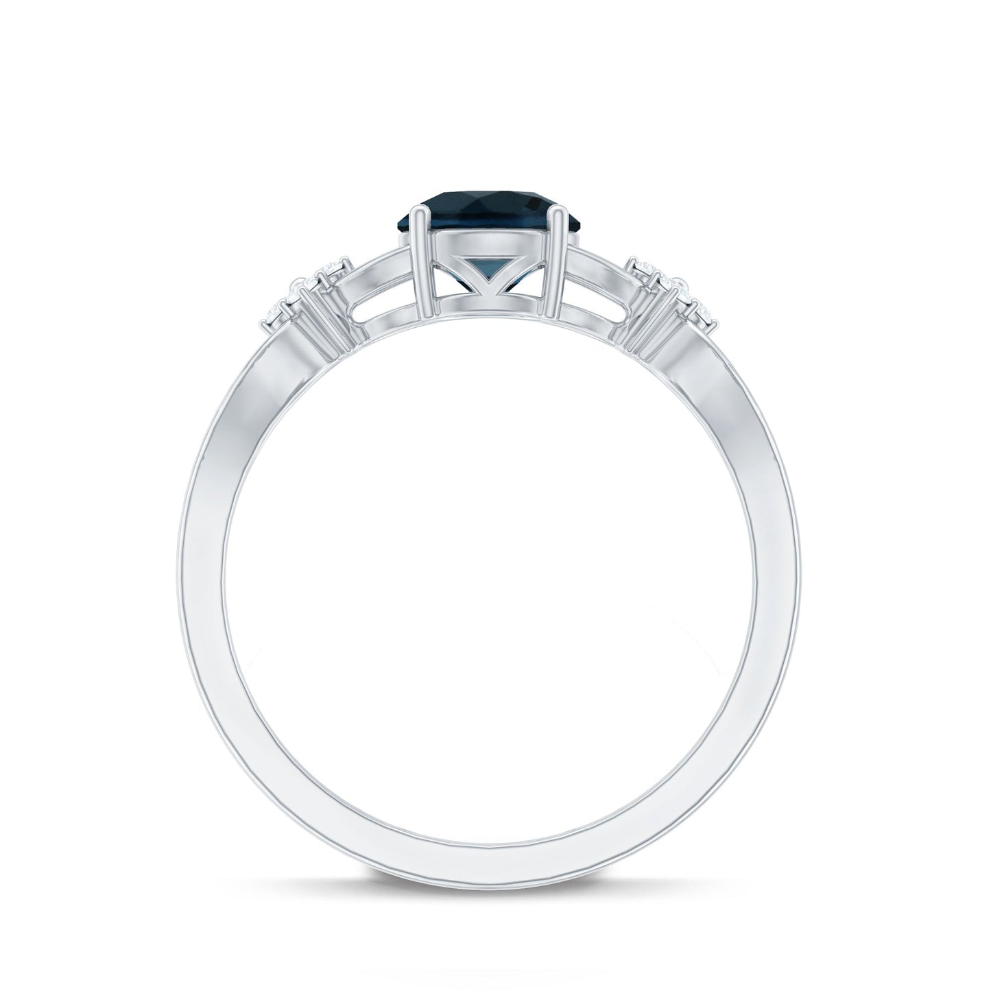 7mm London Blue Topaz Solitaire Engagement Ring with Diamond