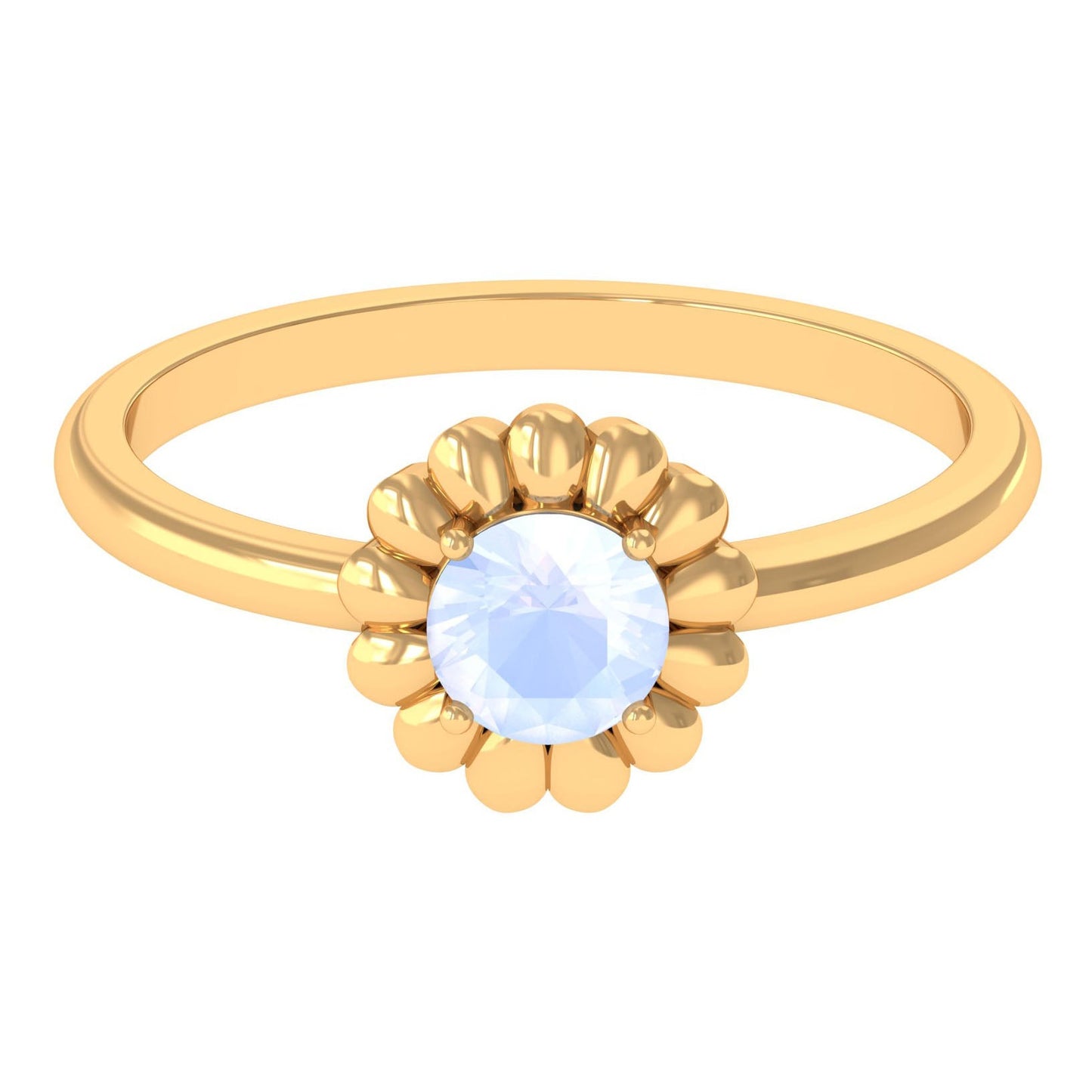 6MM Round Cut Solitaire Moonstone Flower Ring