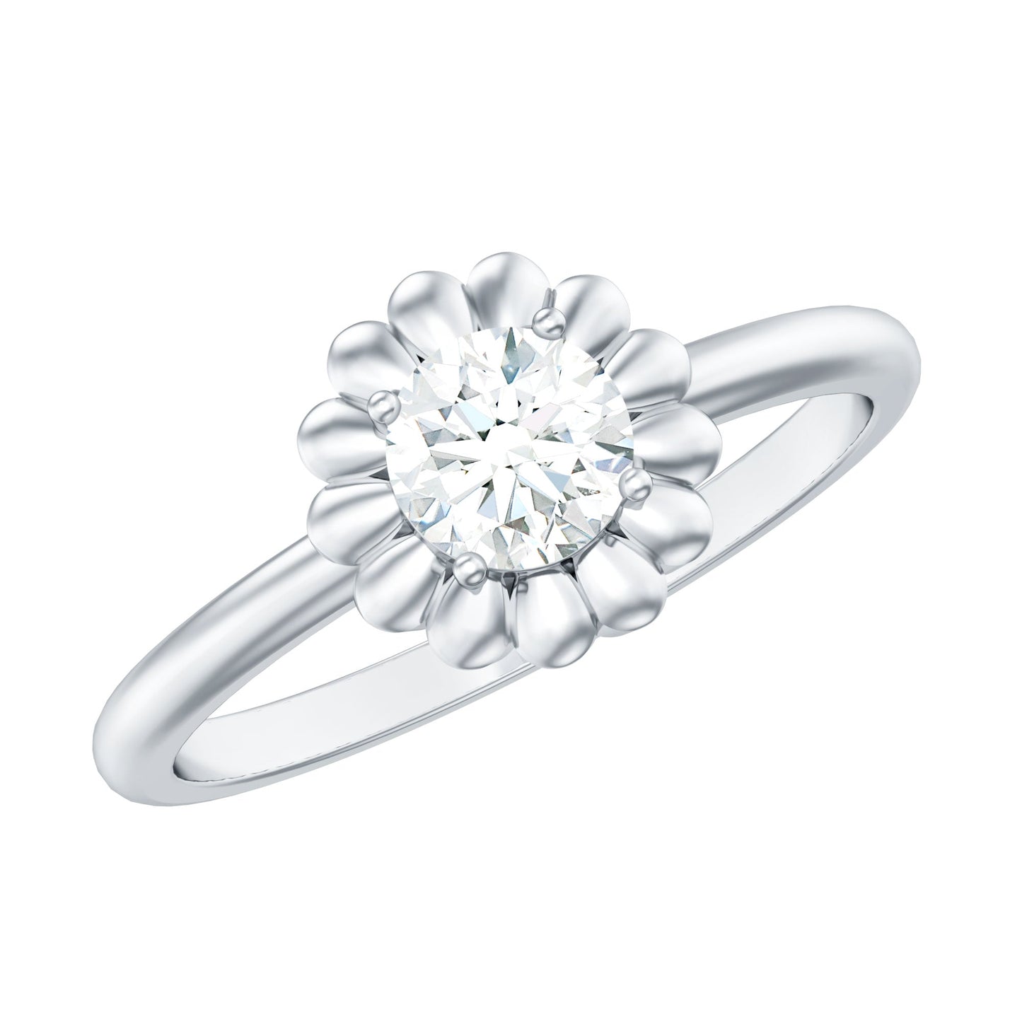 Zircon Floral Solitaire Ring