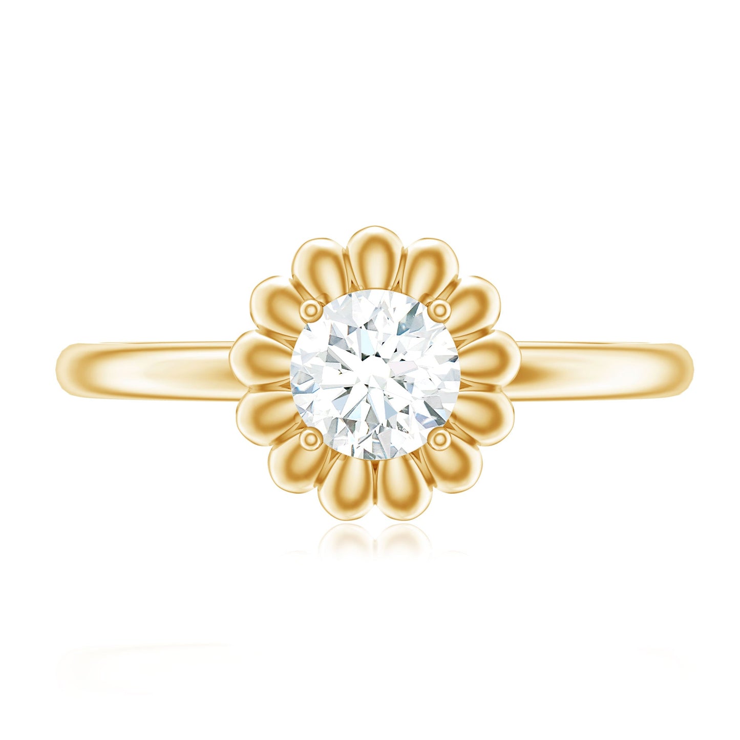 Zircon Floral Solitaire Ring