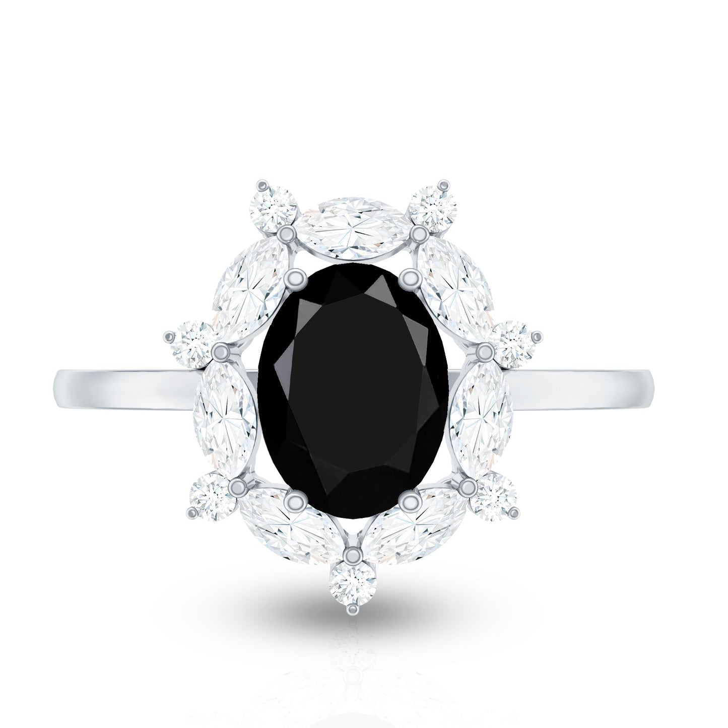 Certified 1.9 Carat Lab Grown Black Diamond Oval Engagement Ring with Moissanite Halo