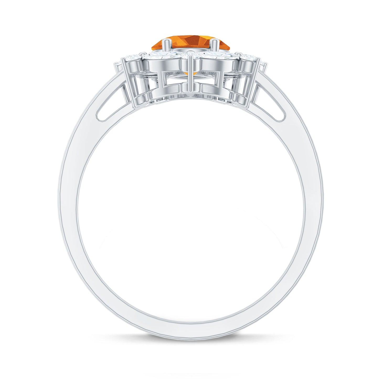 Certified Genuine Citrine Huge Engagement Ring with Moissanite Halo