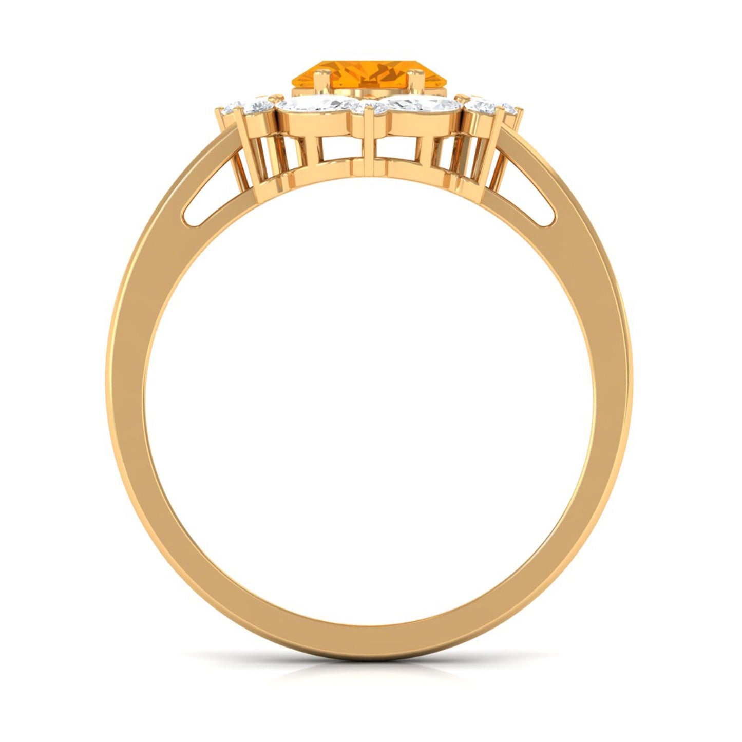 Fire Opal Designer Halo Engagement Ring with Moissanite
