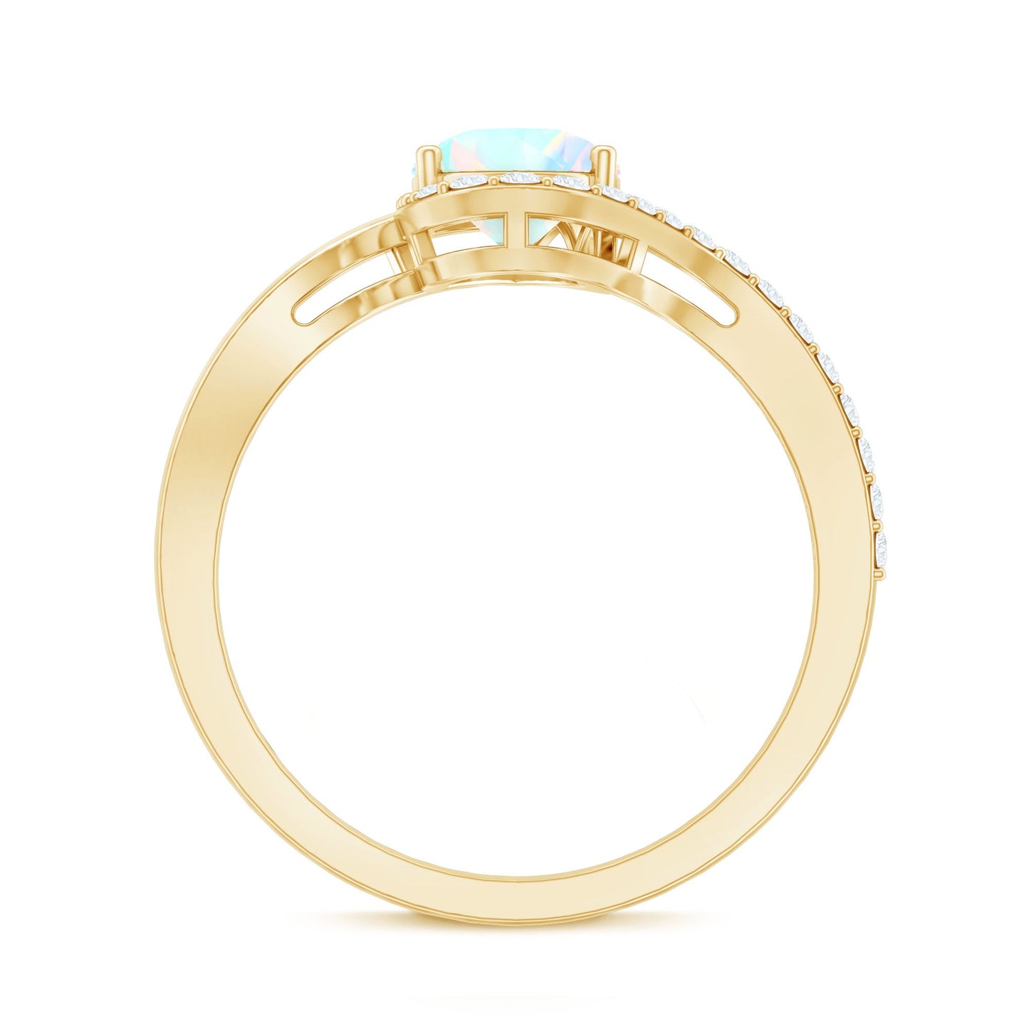 5X7mm Pear Cut Ethiopian Opal Engagement Ring with Diamond