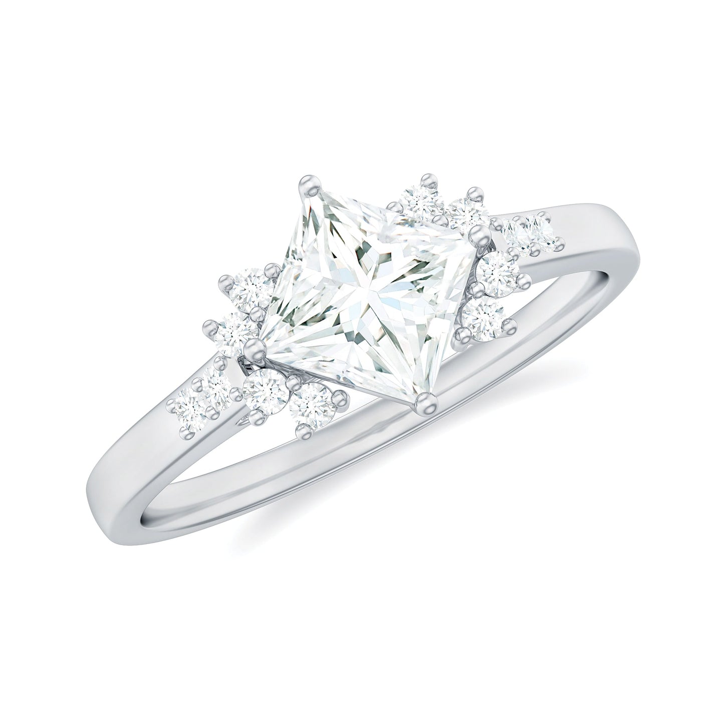 Simple Princess Cut Simulated Diamond Engagement Ring