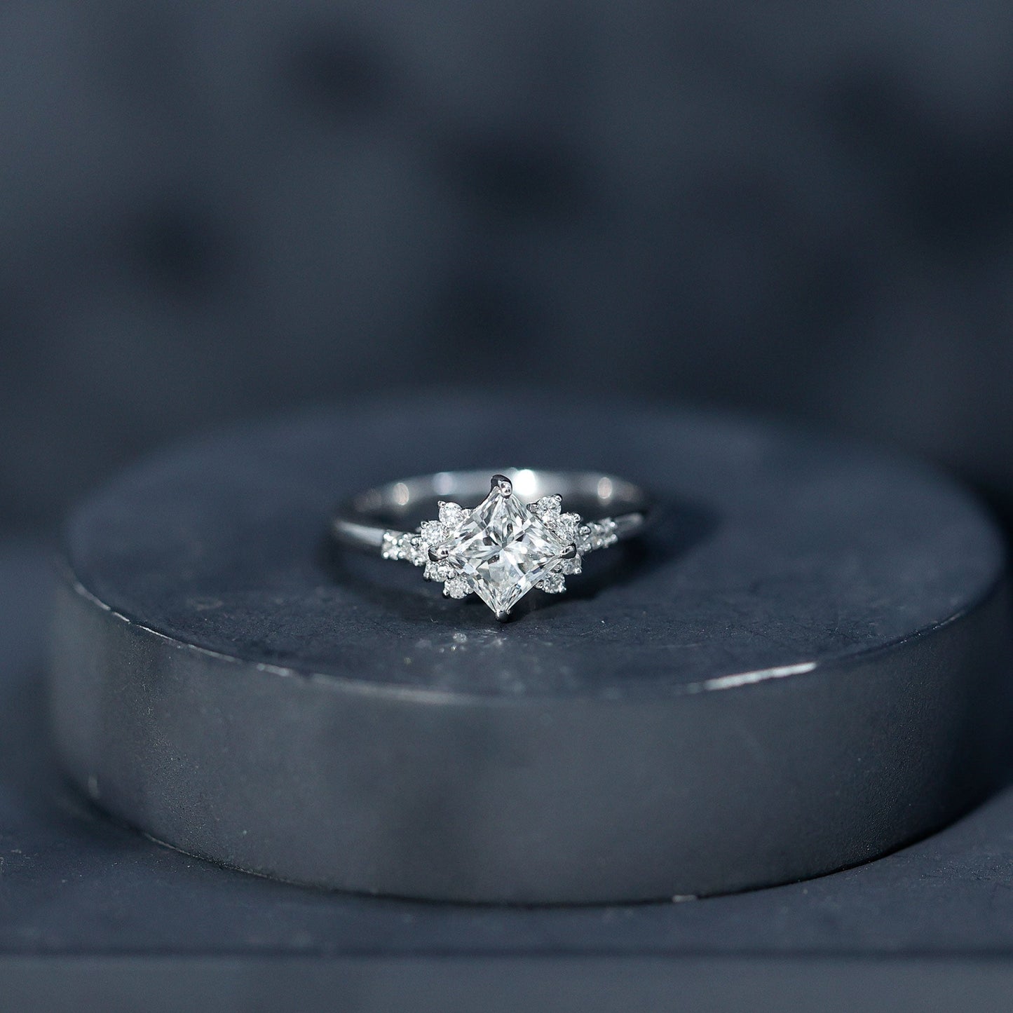 Simple Princess Cut Simulated Diamond Engagement Ring