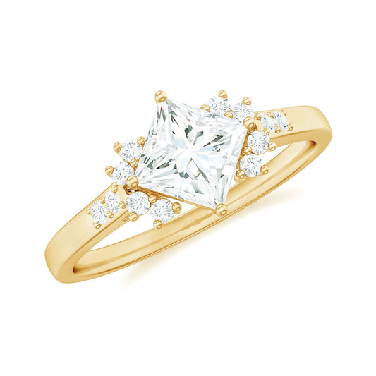 Simple Princess Cut Simulated Diamond Engagement Ring
