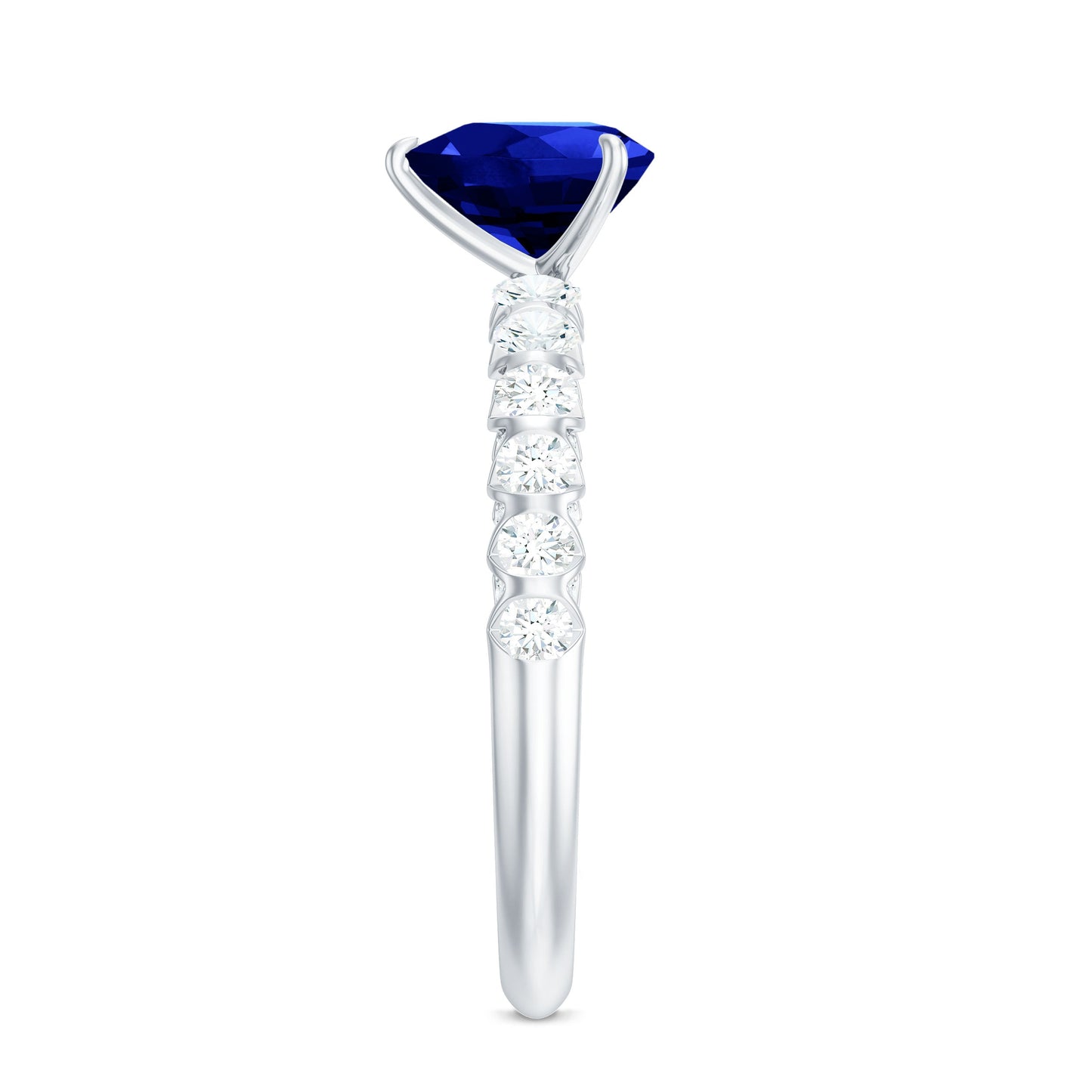 Certified 1 Carat Lab Created Blue Sapphire Heart Engagement Ring with Diamond