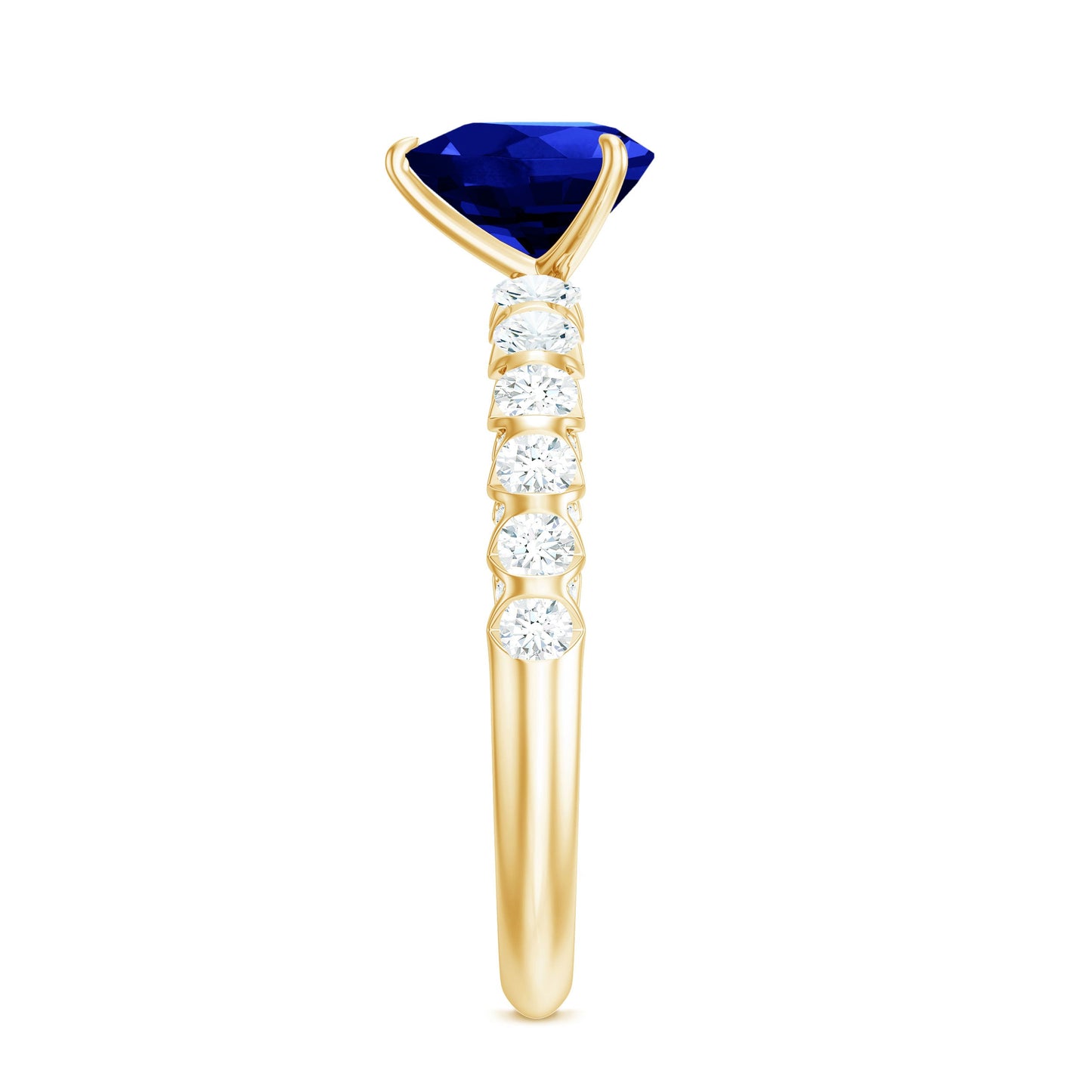 Certified 1 Carat Lab Created Blue Sapphire Heart Engagement Ring with Diamond